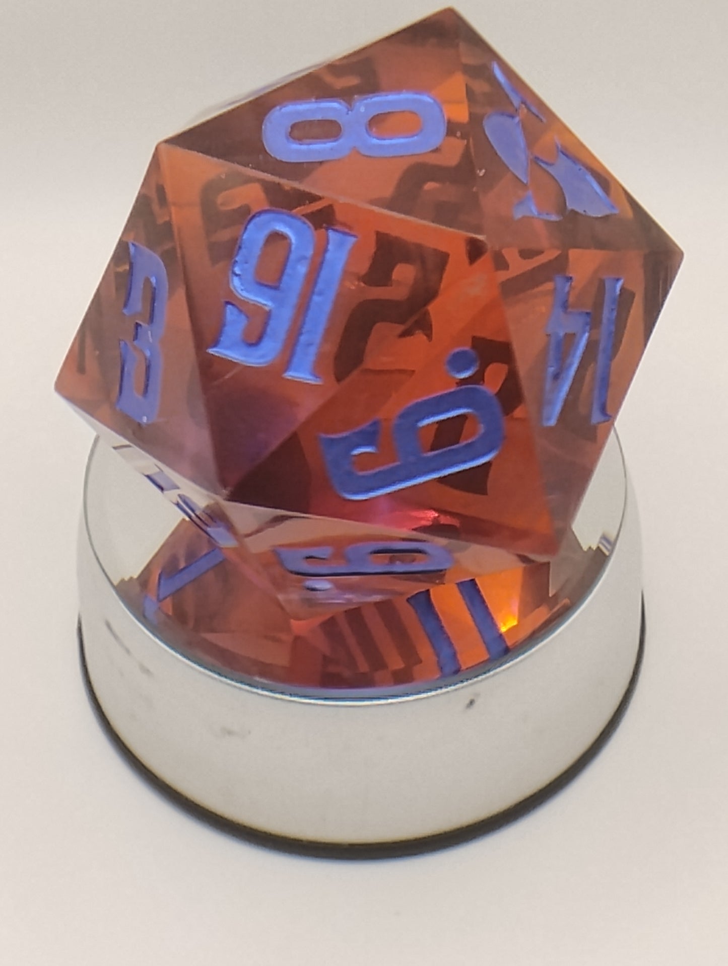 Dark Fantasy Whimsical Large Red DnD Die – Oversized RPG Die with Blue Numbers for Dungeons & Dragons & TTRPGs