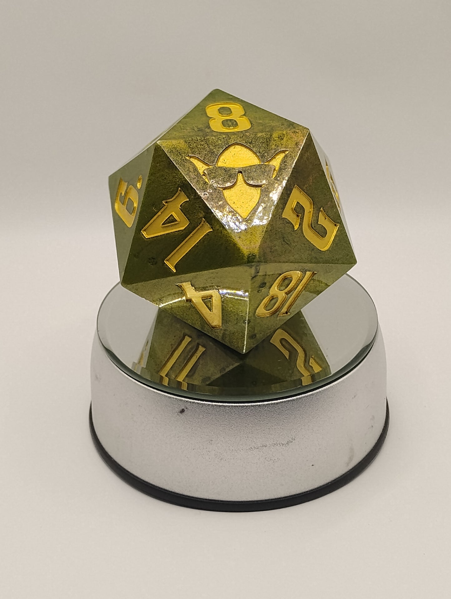 Dark Fantasy Whimsical Large Green DnD Die – Oversized RPG Die with Gold Numbers for Dungeons & Dragons & TTRPGs