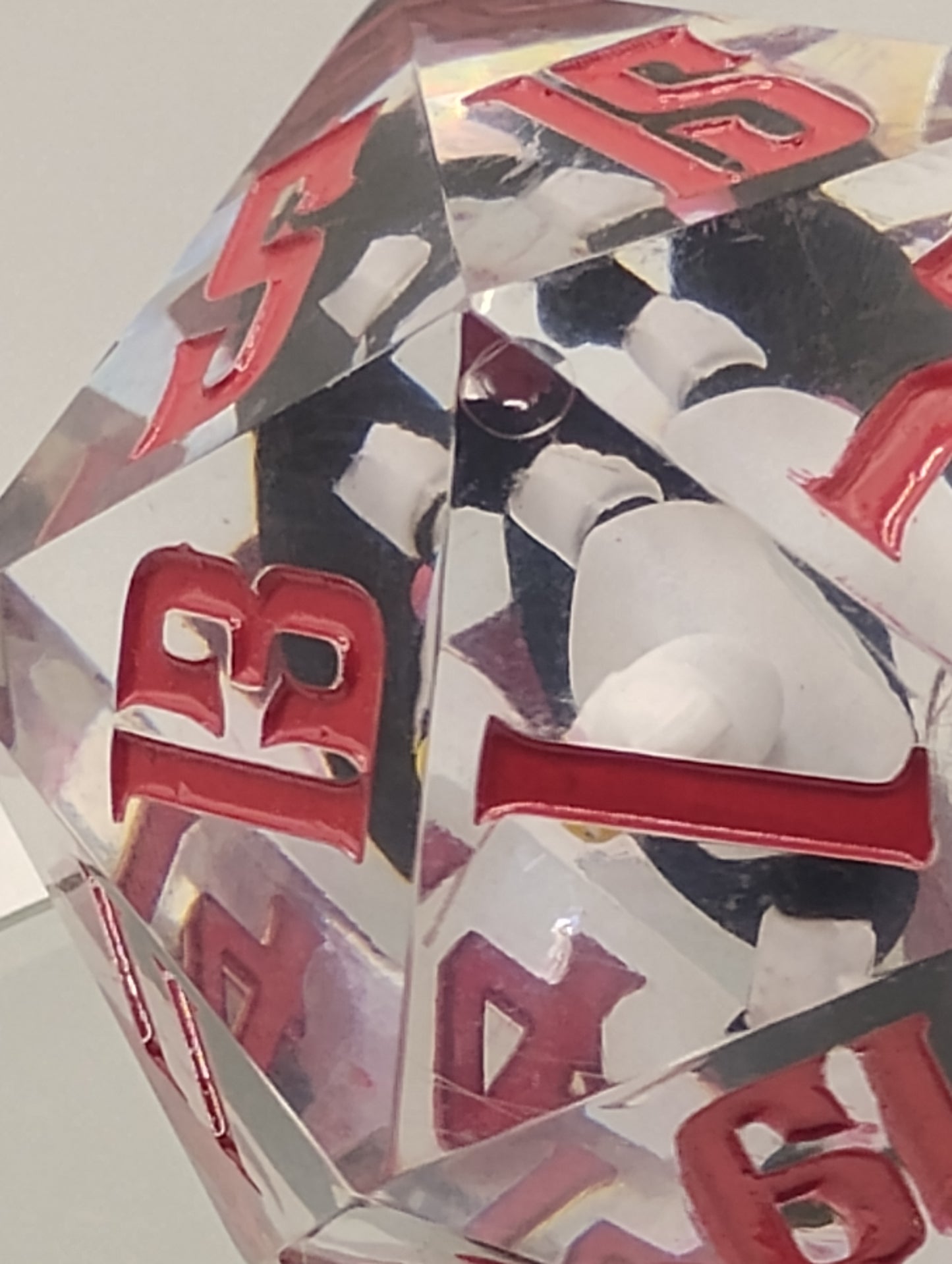 Oopsie Adoption Clear Oversized DnD Die – Large RPG Die with Duck Figurine & Red Numbers for Dungeons & Dragons and TTRPGs