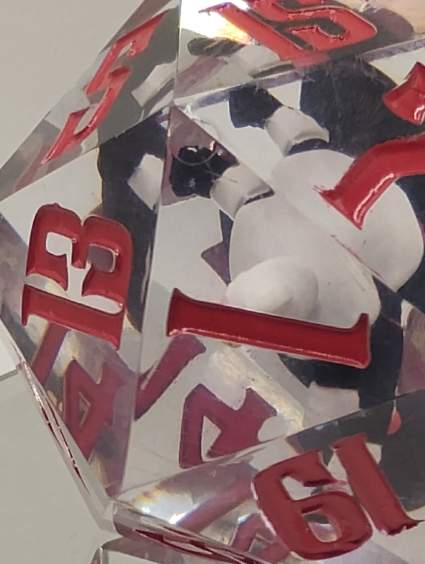 Oopsie Adoption Clear Oversized DnD Die – Large RPG Die with Duck Figurine & Red Numbers for Dungeons & Dragons and TTRPGs