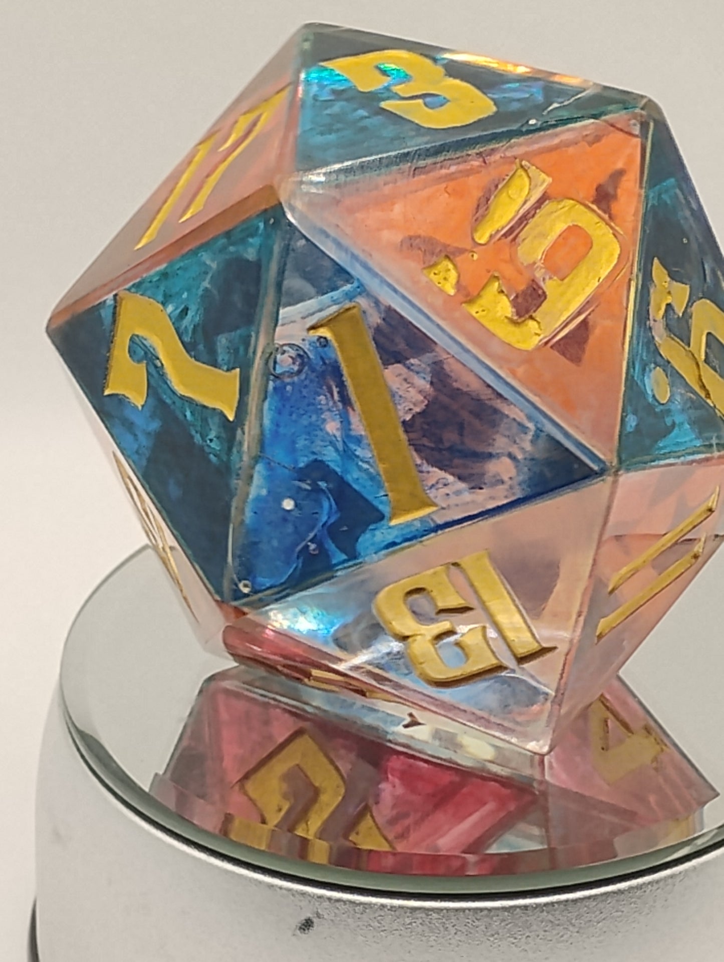 Oopsie Adoption Dark Fantasy Stained Glass Large DnD Die – Oversized Multicolor RPG Die with Gold Numbers for Dungeons & Dragons & TTRPGs