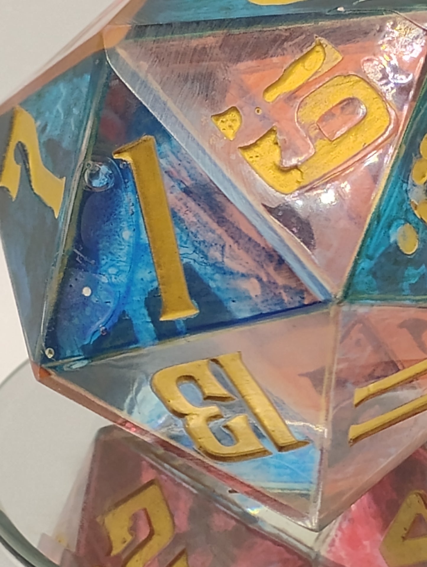 Oopsie Adoption Dark Fantasy Stained Glass Large DnD Die – Oversized Multicolor RPG Die with Gold Numbers for Dungeons & Dragons & TTRPGs