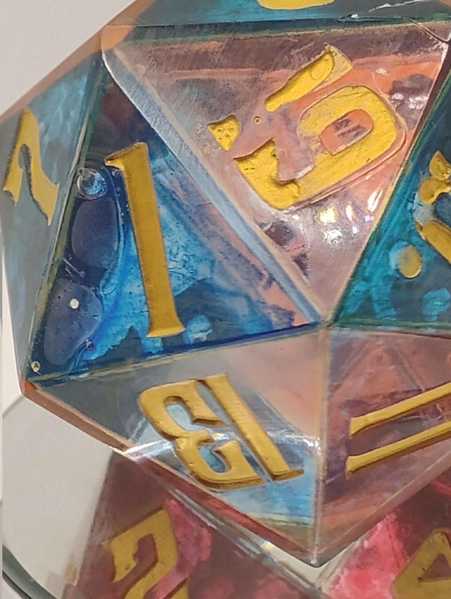 Oopsie Adoption Dark Fantasy Stained Glass Large DnD Die – Oversized Multicolor RPG Die with Gold Numbers for Dungeons & Dragons & TTRPGs