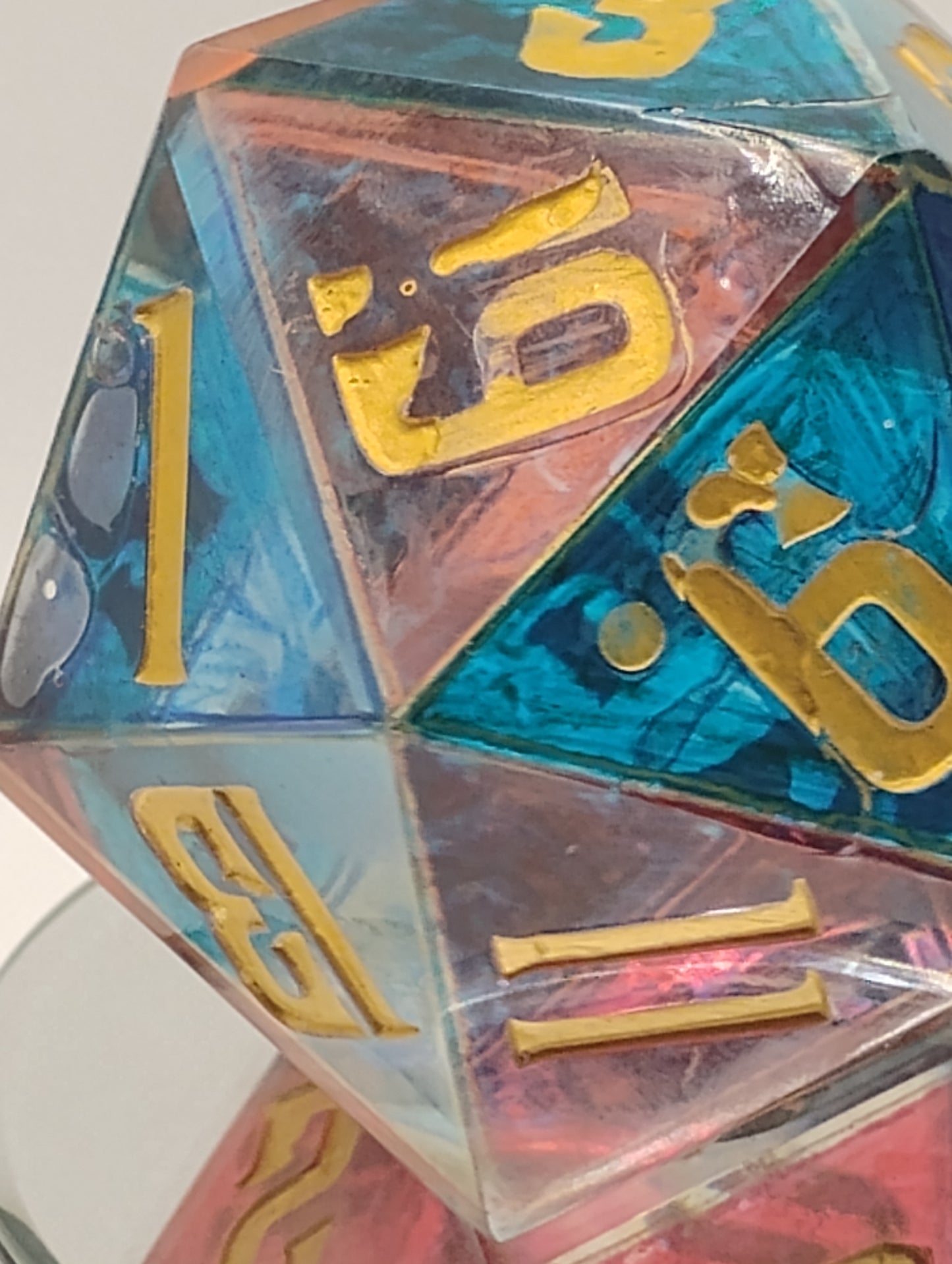Oopsie Adoption Dark Fantasy Stained Glass Large DnD Die – Oversized Multicolor RPG Die with Gold Numbers for Dungeons & Dragons & TTRPGs