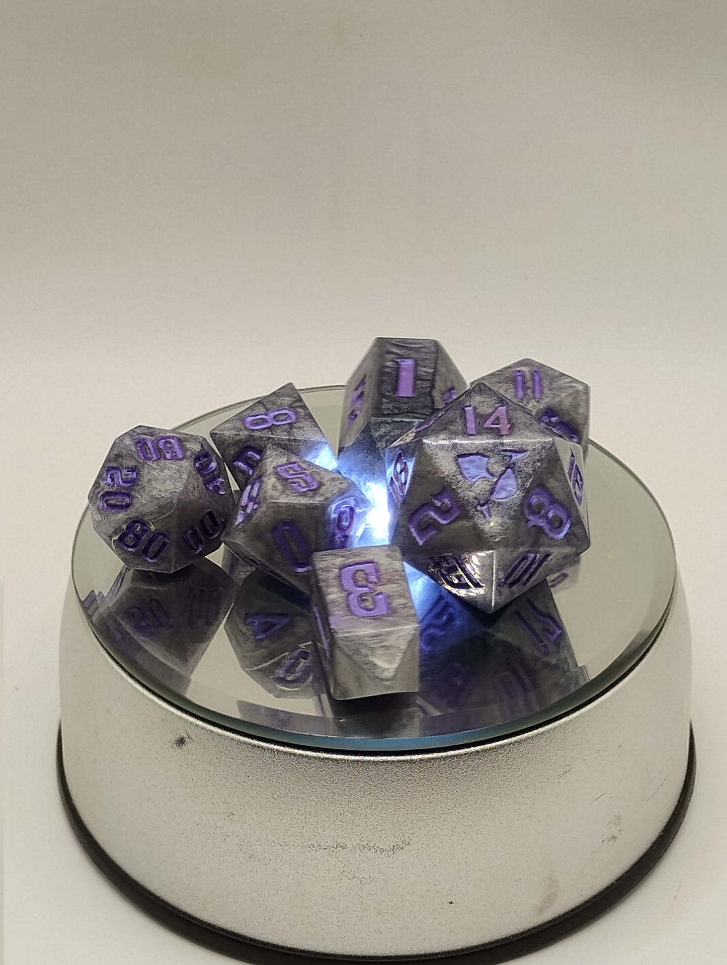 Arcane Stone Golem DnD Dice Set – Golem-Inspired RPG Dice with Purple Numbers for Dungeons & Dragons & TTRPGs