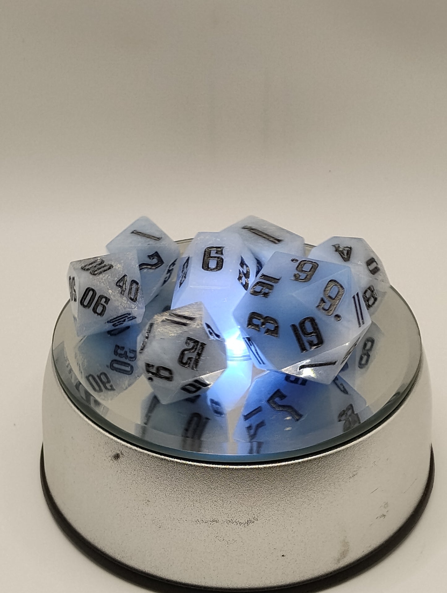 Frostbound DnD Dice Set – White & Ice Blue RPG Dice with Black Numbers for Dungeons & Dragons & TTRPGs