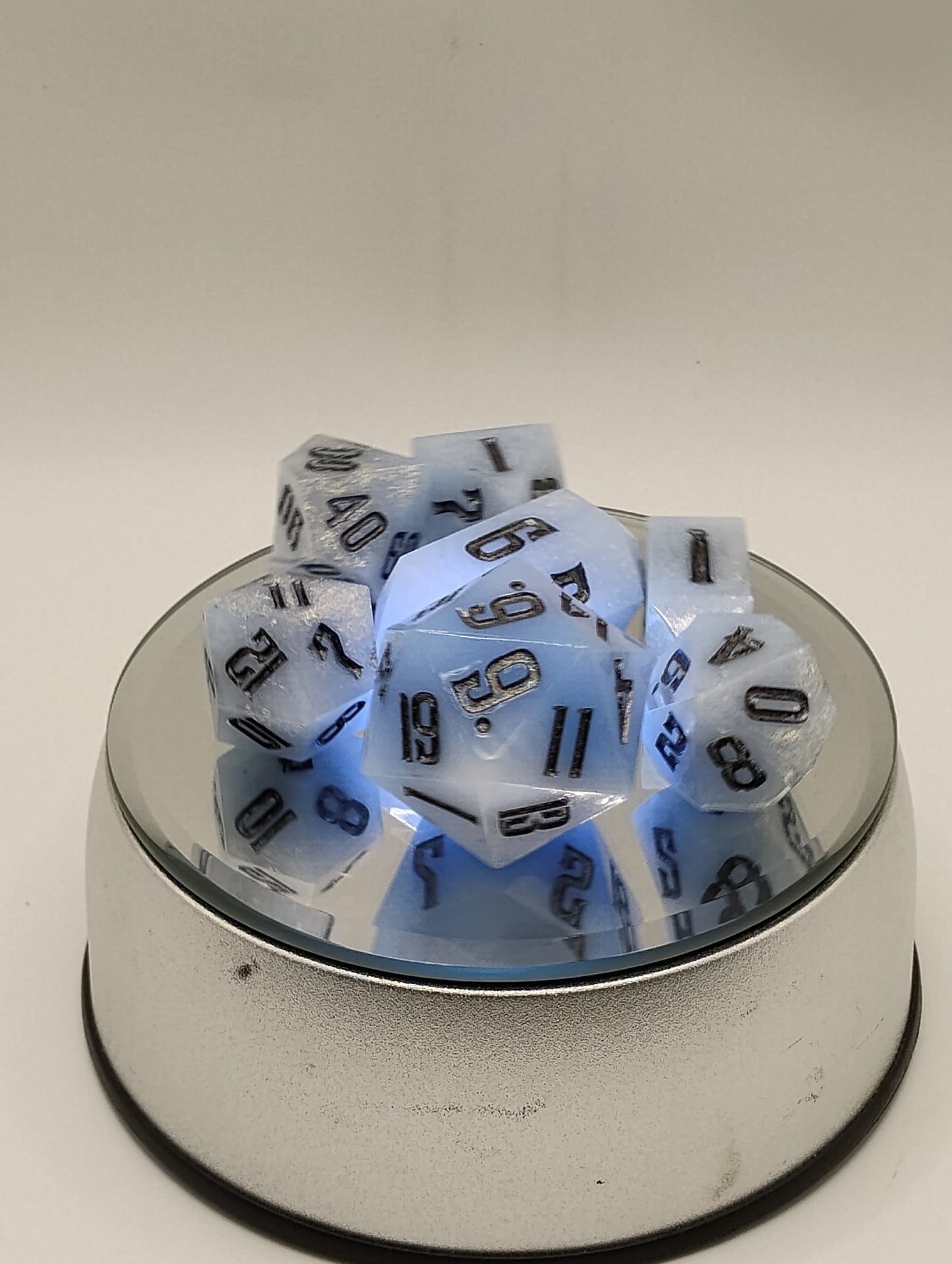 Frostbound DnD Dice Set – White & Ice Blue RPG Dice with Black Numbers for Dungeons & Dragons & TTRPGs