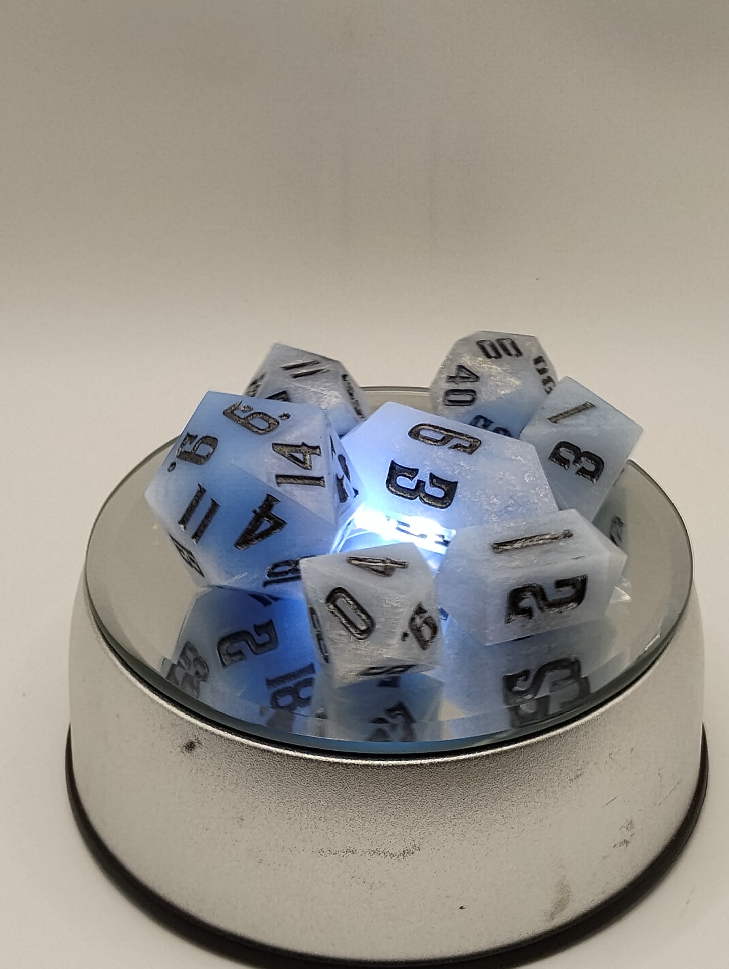 Frostbound DnD Dice Set – White & Ice Blue RPG Dice with Black Numbers for Dungeons & Dragons & TTRPGs