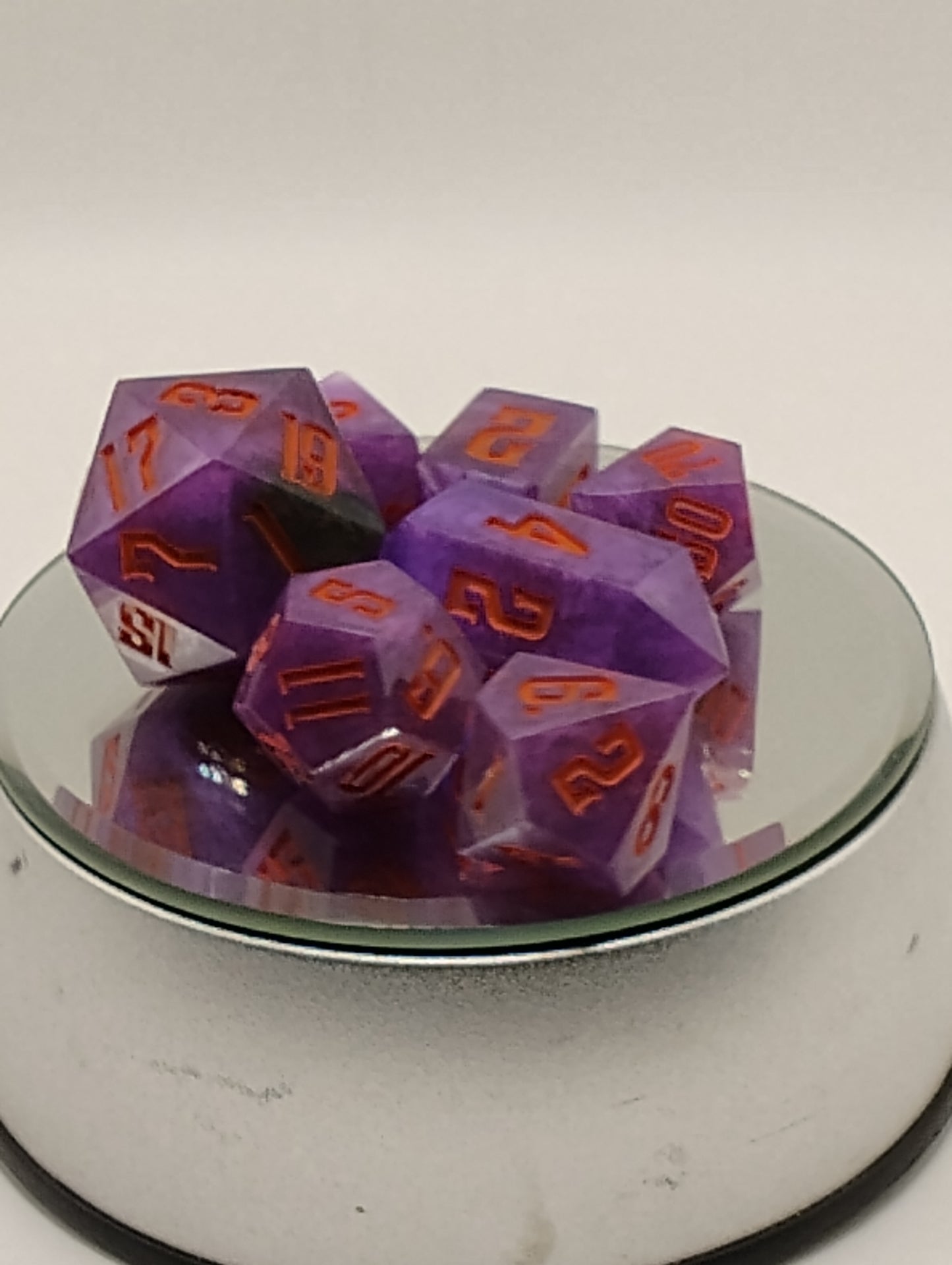 Purple Potion DnD Dice Set – Purple RPG Dice with Orange Numbers for Dungeons & Dragons and TTRPGs