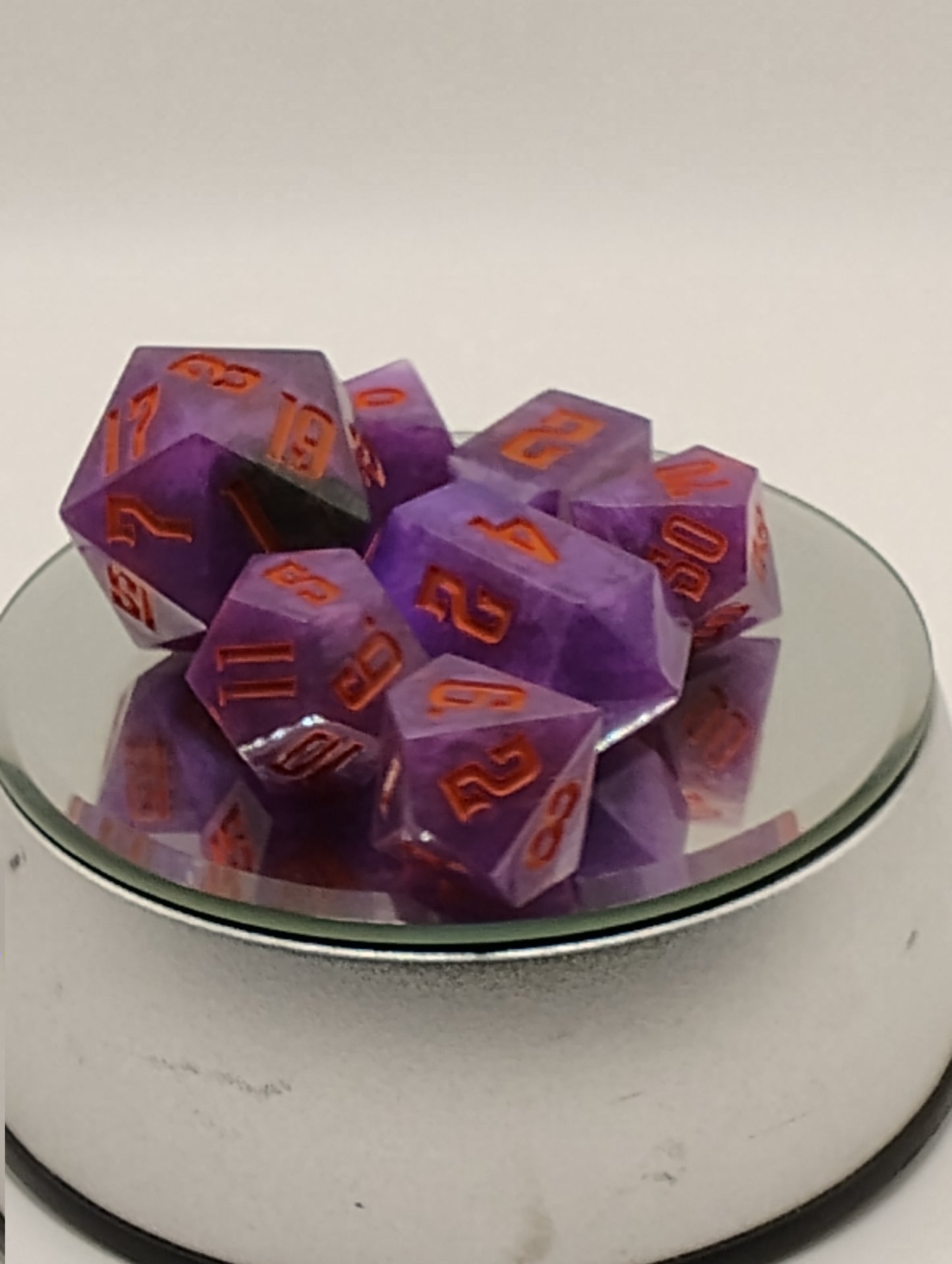 Purple Potion DnD Dice Set – Purple RPG Dice with Orange Numbers for Dungeons & Dragons and TTRPGs