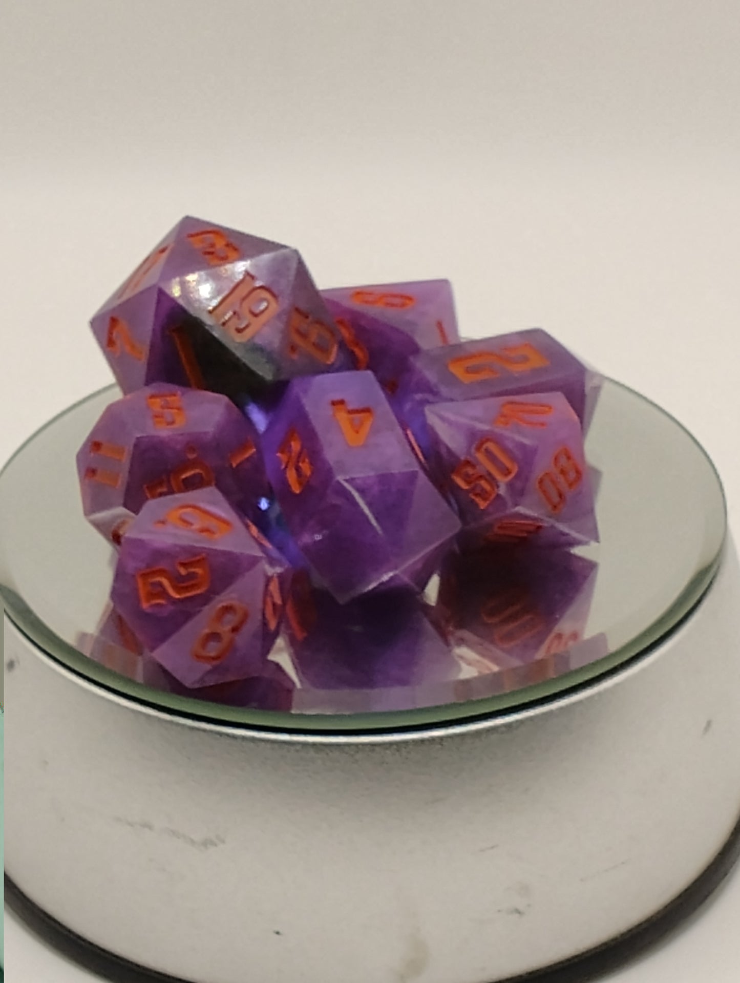 Purple Potion DnD Dice Set – Purple RPG Dice with Orange Numbers for Dungeons & Dragons and TTRPGs