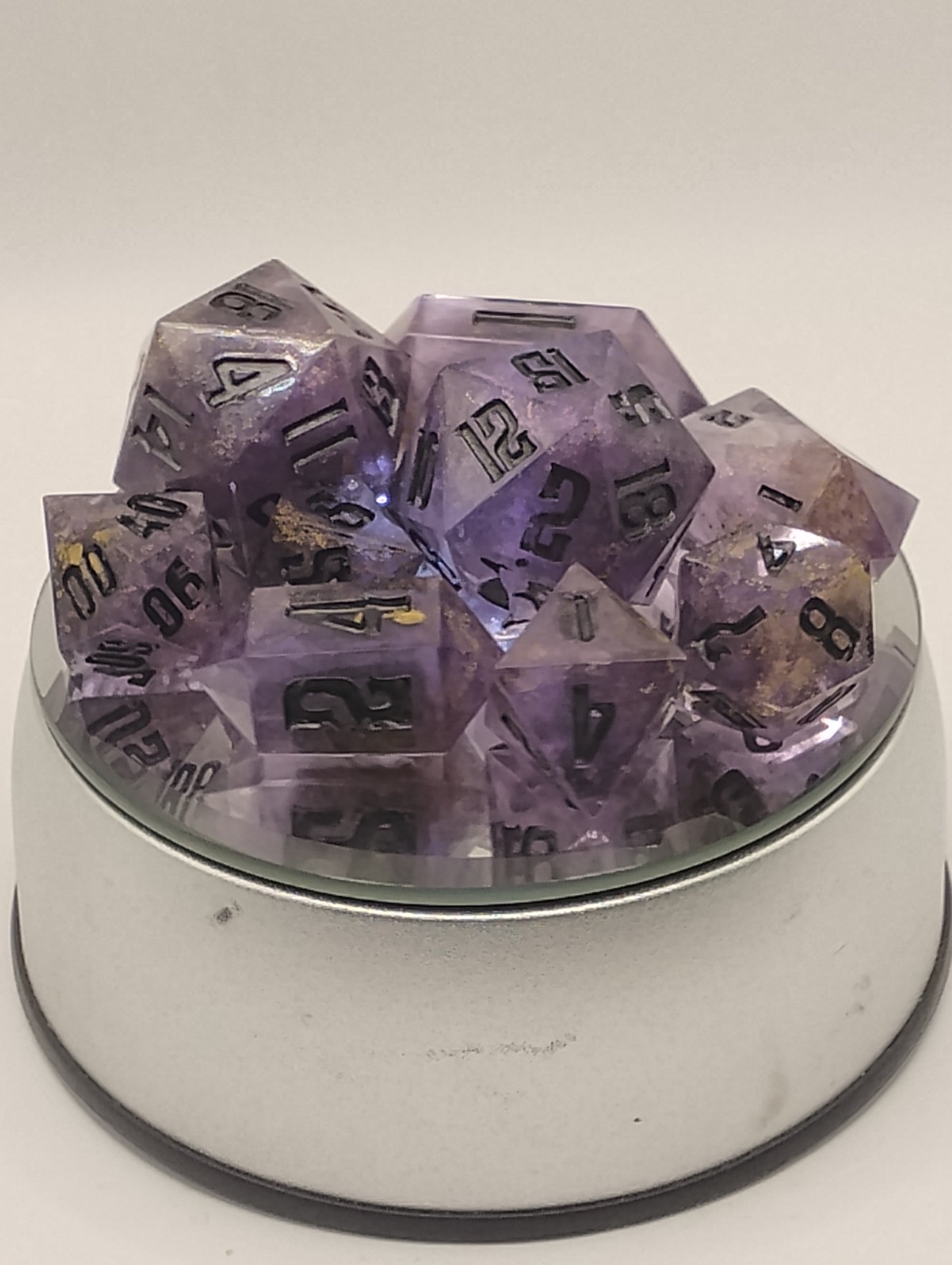 Official Licensed Handmade Dungeon Crawler Carl Dice Set | Purple & Black DCC Dice for Dungeon Crawler Carl, D&D & TTRPGs