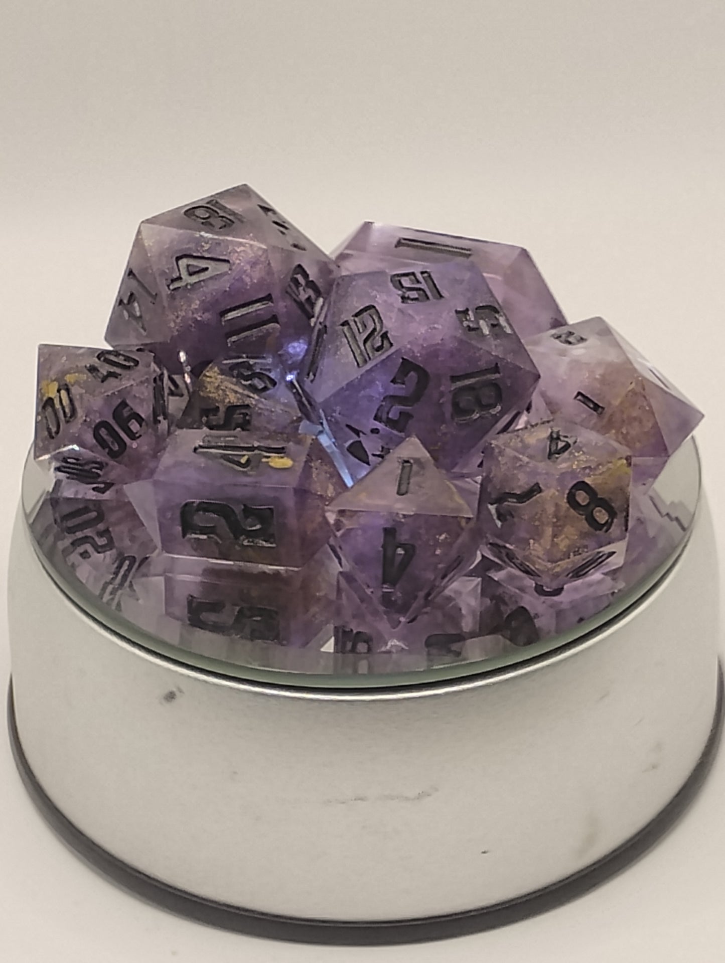 Official Licensed Handmade Dungeon Crawler Carl Dice Set | Purple & Black DCC Dice for Dungeon Crawler Carl, D&D & TTRPGs