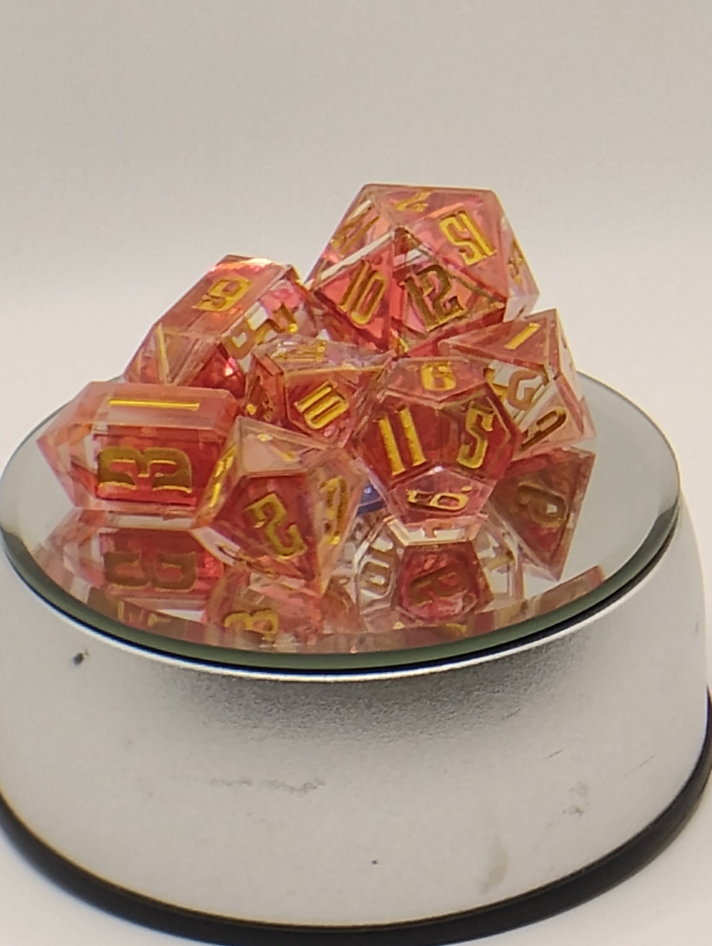 Dragonfire Crown Stained Glass Handmade DnD Resin Dice with Gold Borders & Gold Ink | Dark Fantasy TTRPG Dice Set