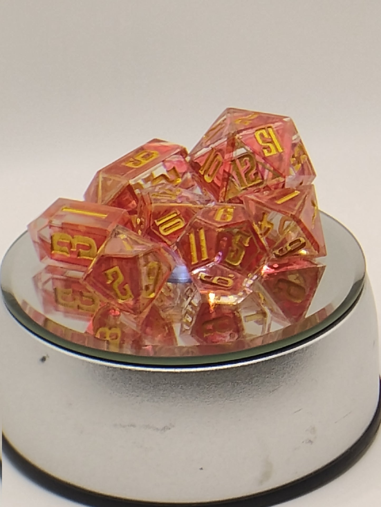 Dragonfire Crown Stained Glass Handmade DnD Resin Dice with Gold Borders & Gold Ink | Dark Fantasy TTRPG Dice Set