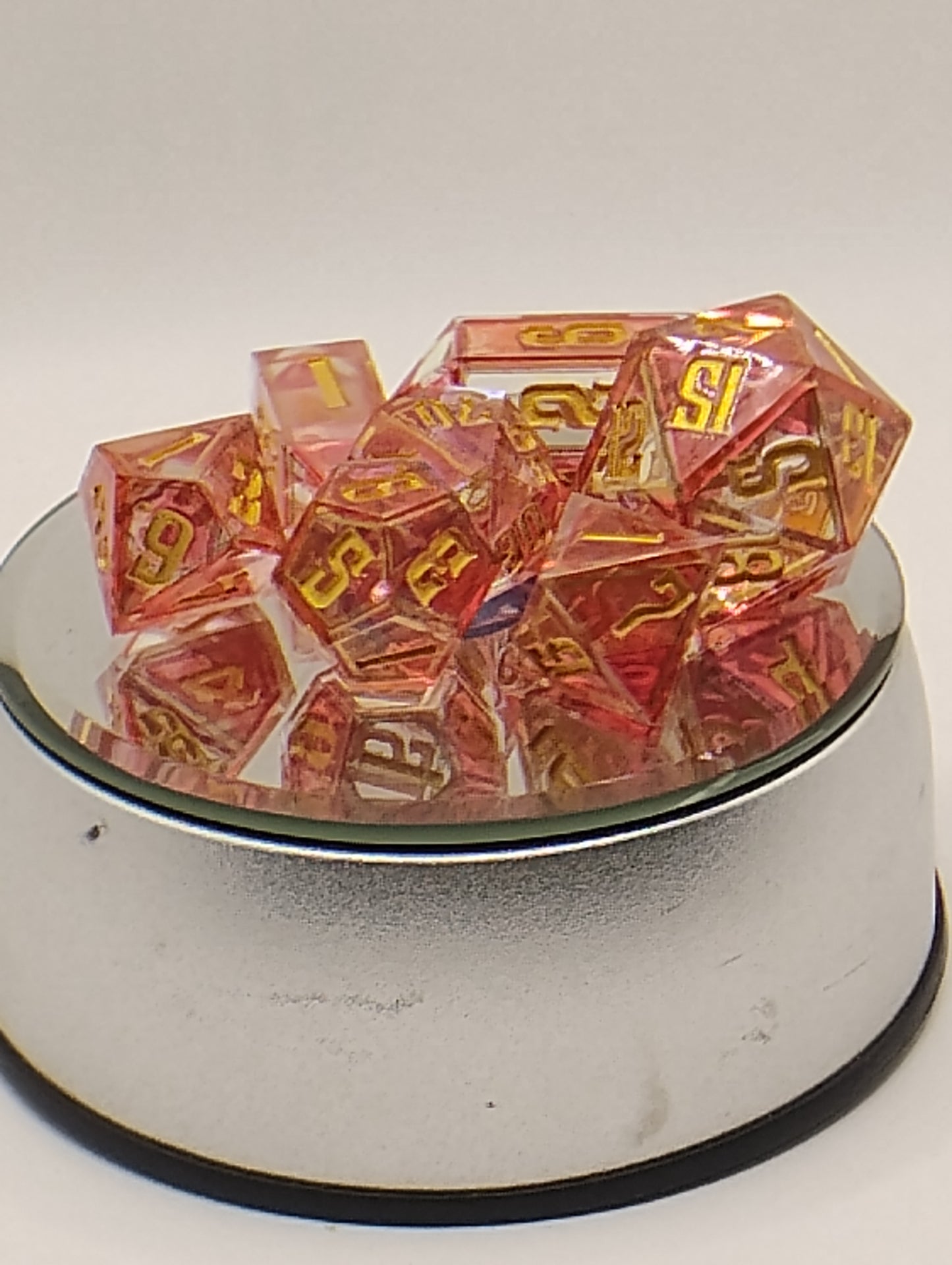 Dragonfire Crown Stained Glass Handmade DnD Resin Dice with Gold Borders & Gold Ink | Dark Fantasy TTRPG Dice Set