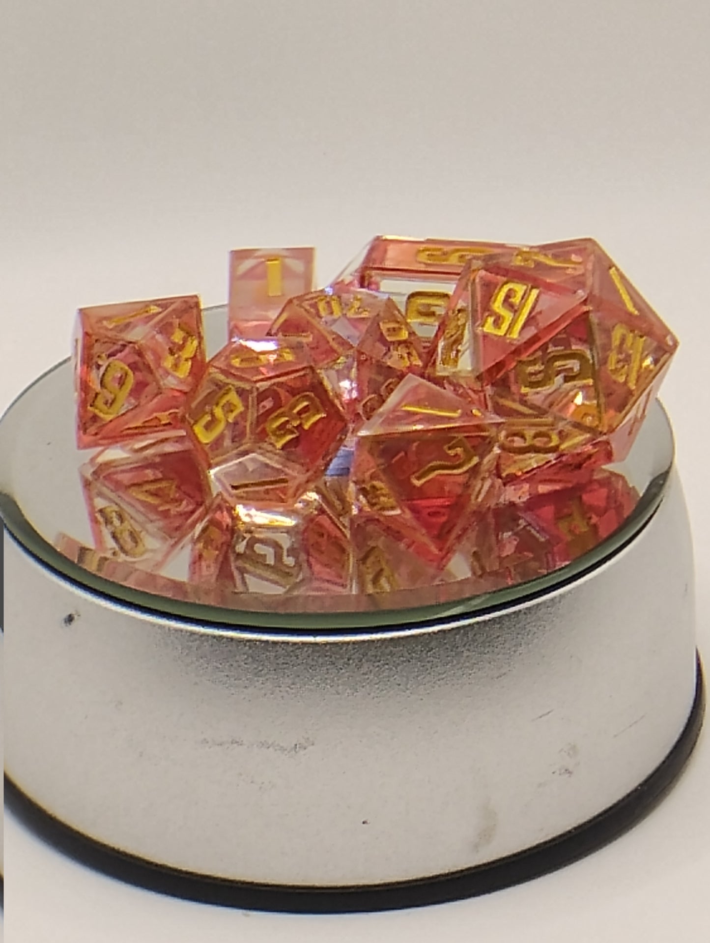 Dragonfire Crown Stained Glass Handmade DnD Resin Dice with Gold Borders & Gold Ink | Dark Fantasy TTRPG Dice Set