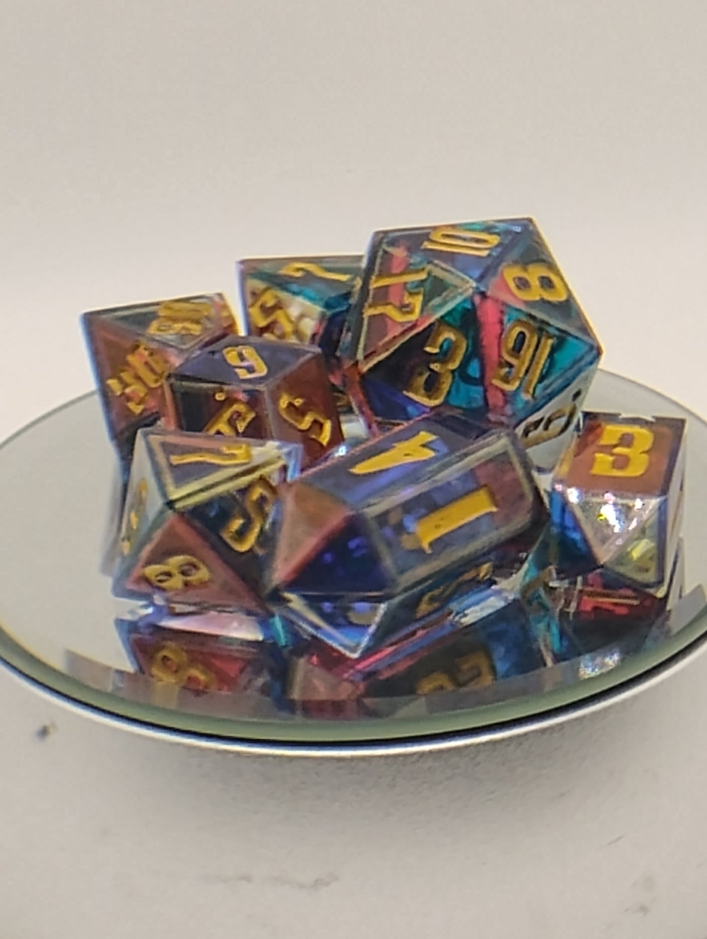 Stained Glass Handmade DnD Dice | Resin Dice | Dark Fantasy TTRPG Dice Set