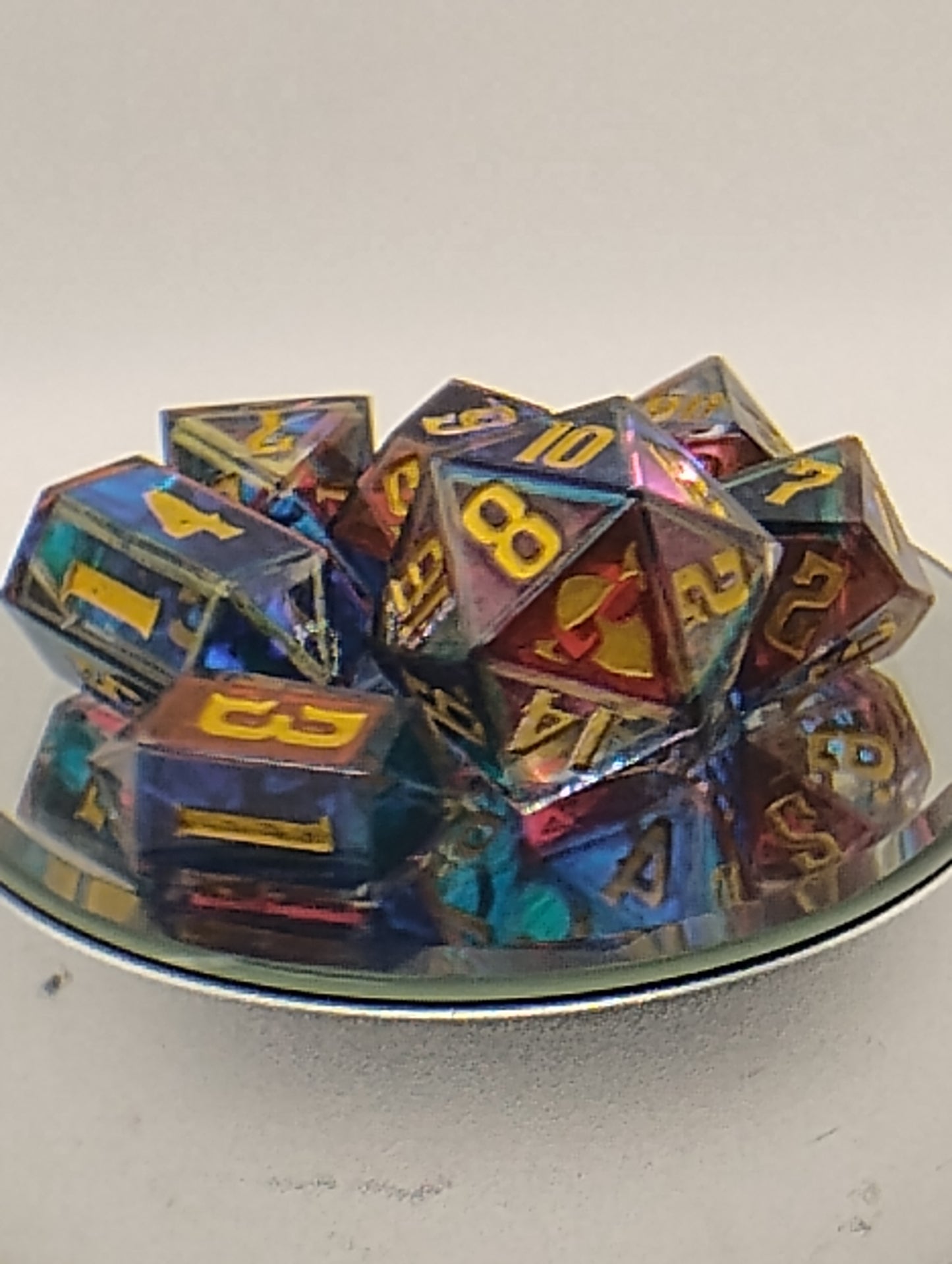 Stained Glass Handmade DnD Dice | Resin Dice | Dark Fantasy TTRPG Dice Set