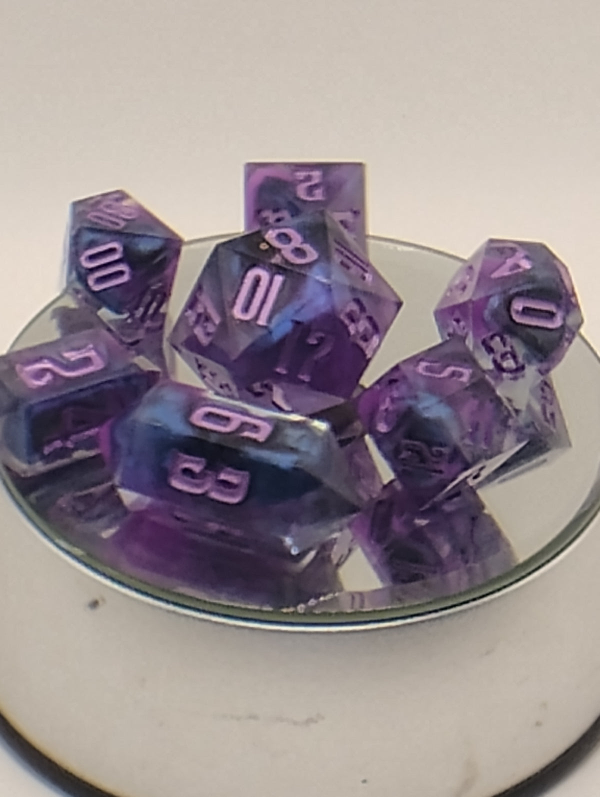 Luxury Purple & Blue Handmade D&D Dice Set | Lavender Ink TTRPG Dice | Artisan Dungeons & Dragons Polyhedral Dice