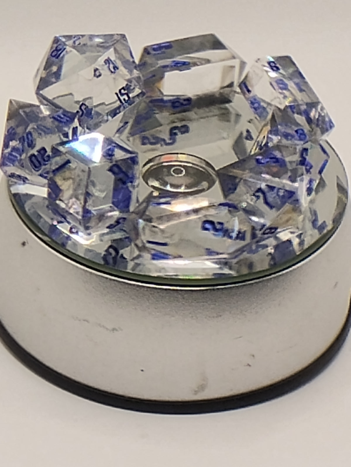 Jumbo Smokey Dice Set | Luxury Clear and Black Handmade D&D Dice | Blue Ink TTRPG Dice | Dungeons & Dragons Dice