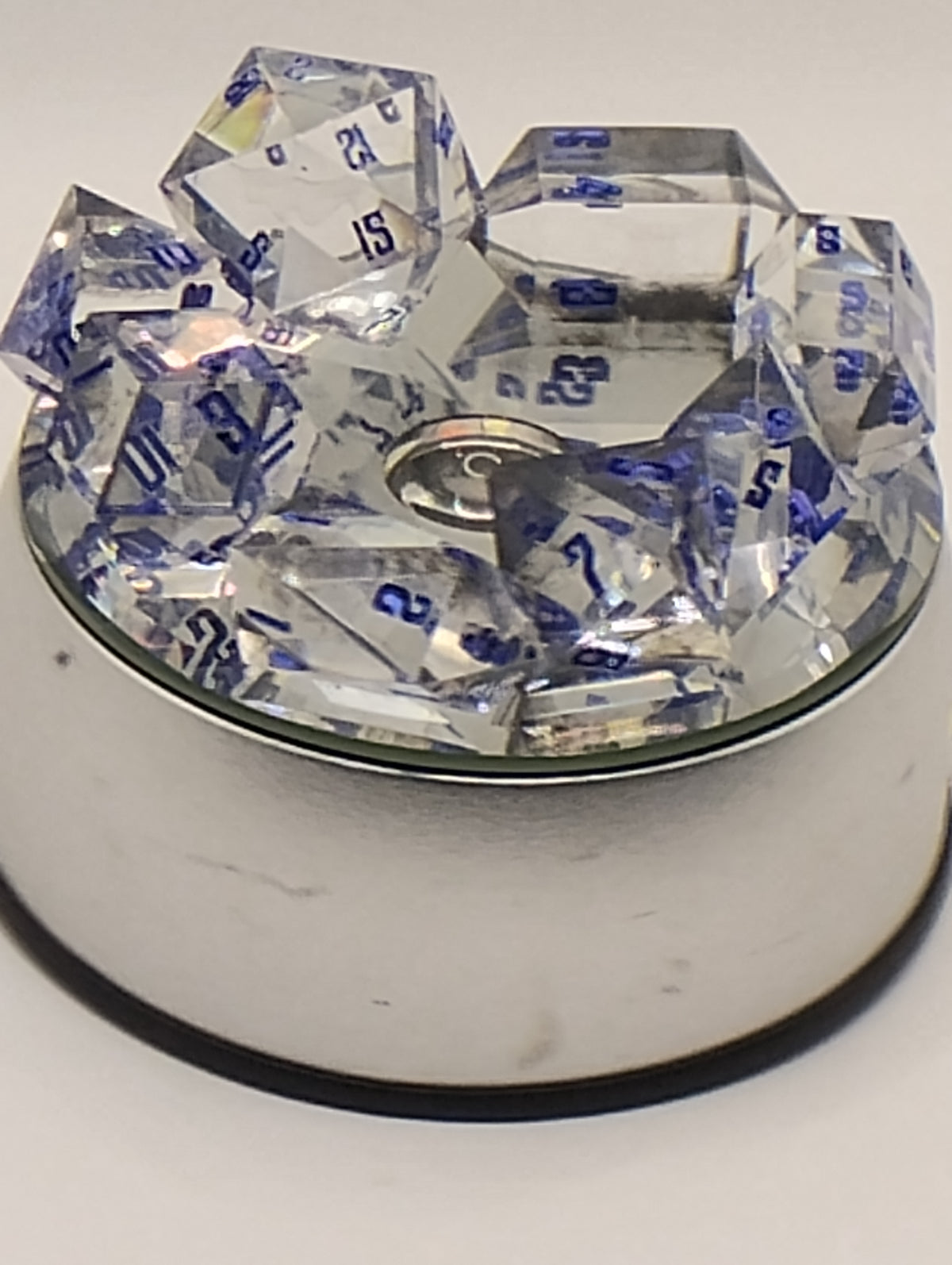 Jumbo Smokey Dice Set | Luxury Clear and Black Handmade D&D Dice | Blue Ink TTRPG Dice | Dungeons & Dragons Dice