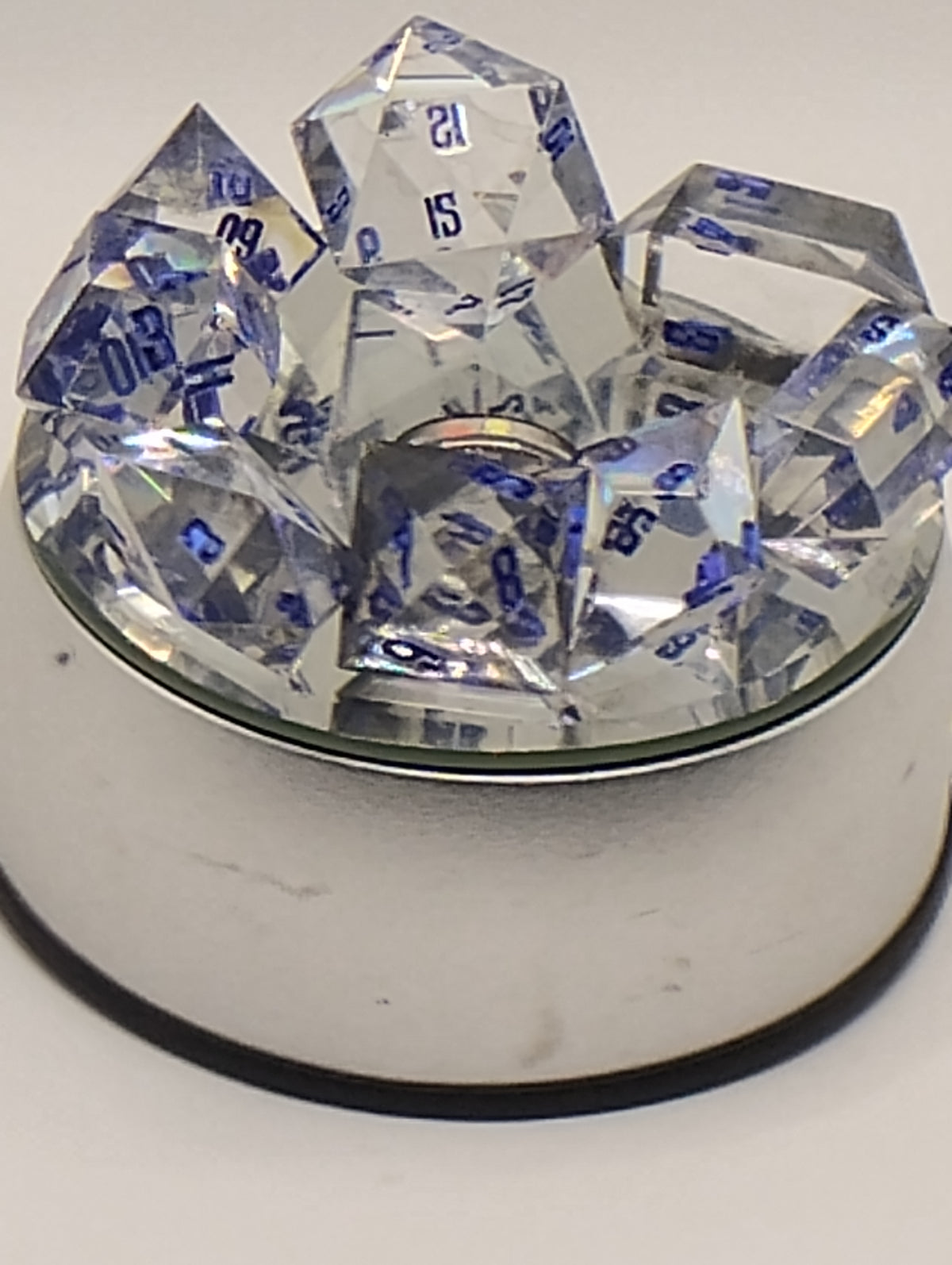 Jumbo Smokey Dice Set | Luxury Clear and Black Handmade D&D Dice | Blue Ink TTRPG Dice | Dungeons & Dragons Dice