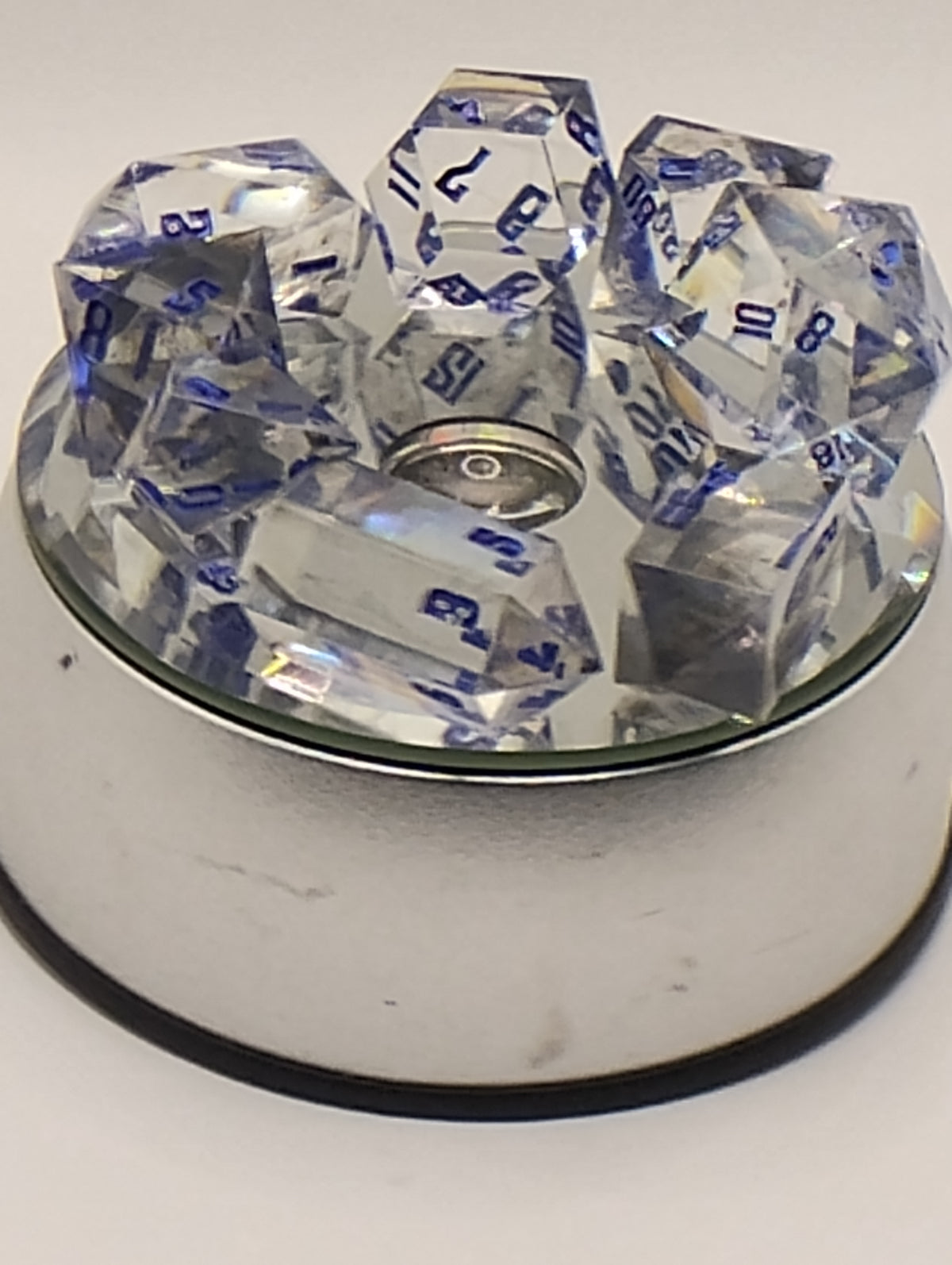 Jumbo Smokey Dice Set | Luxury Clear and Black Handmade D&D Dice | Blue Ink TTRPG Dice | Dungeons & Dragons Dice