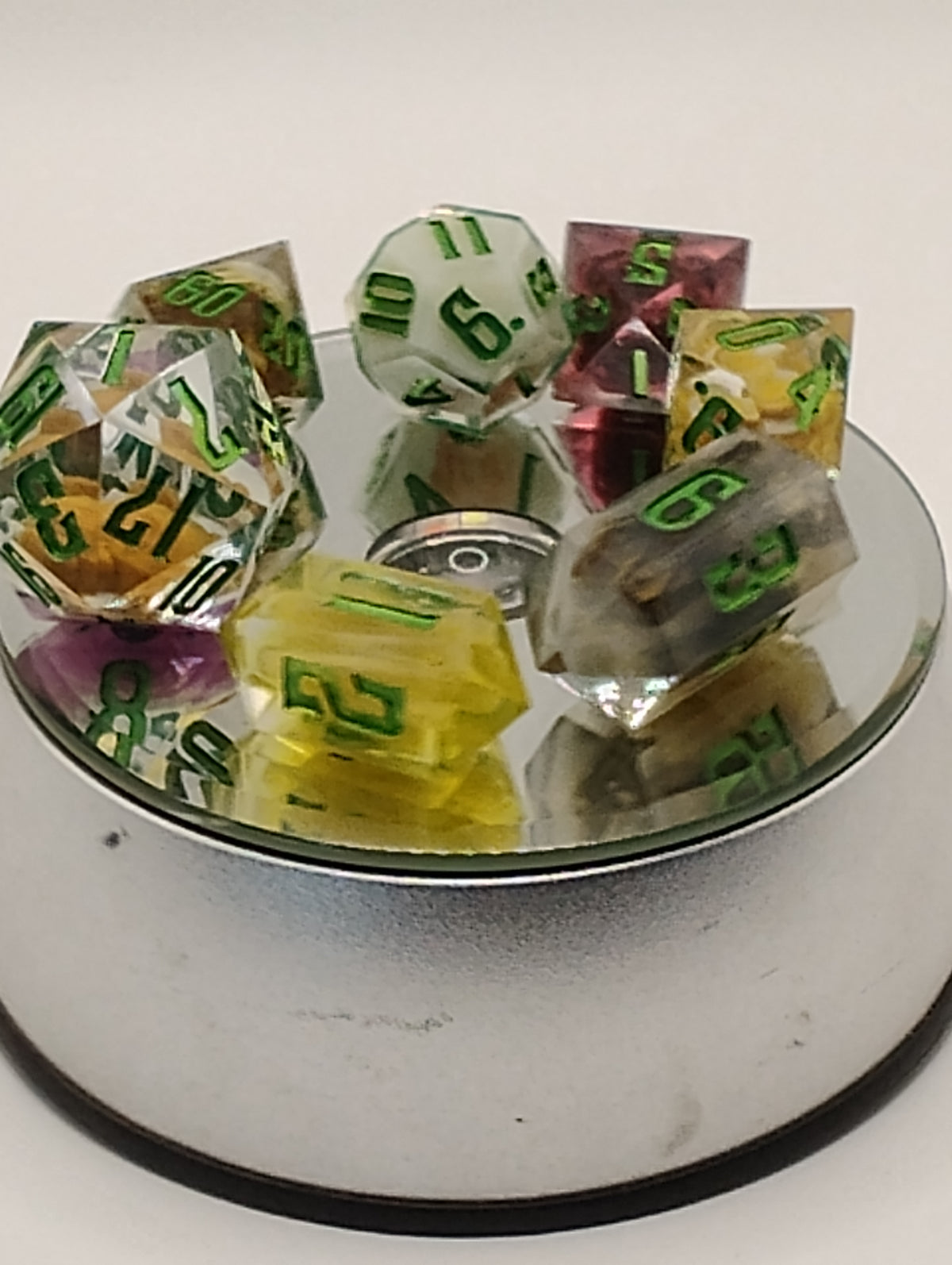 Roll for Sandwhich Sunday Dinner | Handmade Clear D&D Dice with Thanksgiving Miniatures | Green Ink TTRPG Dice Set