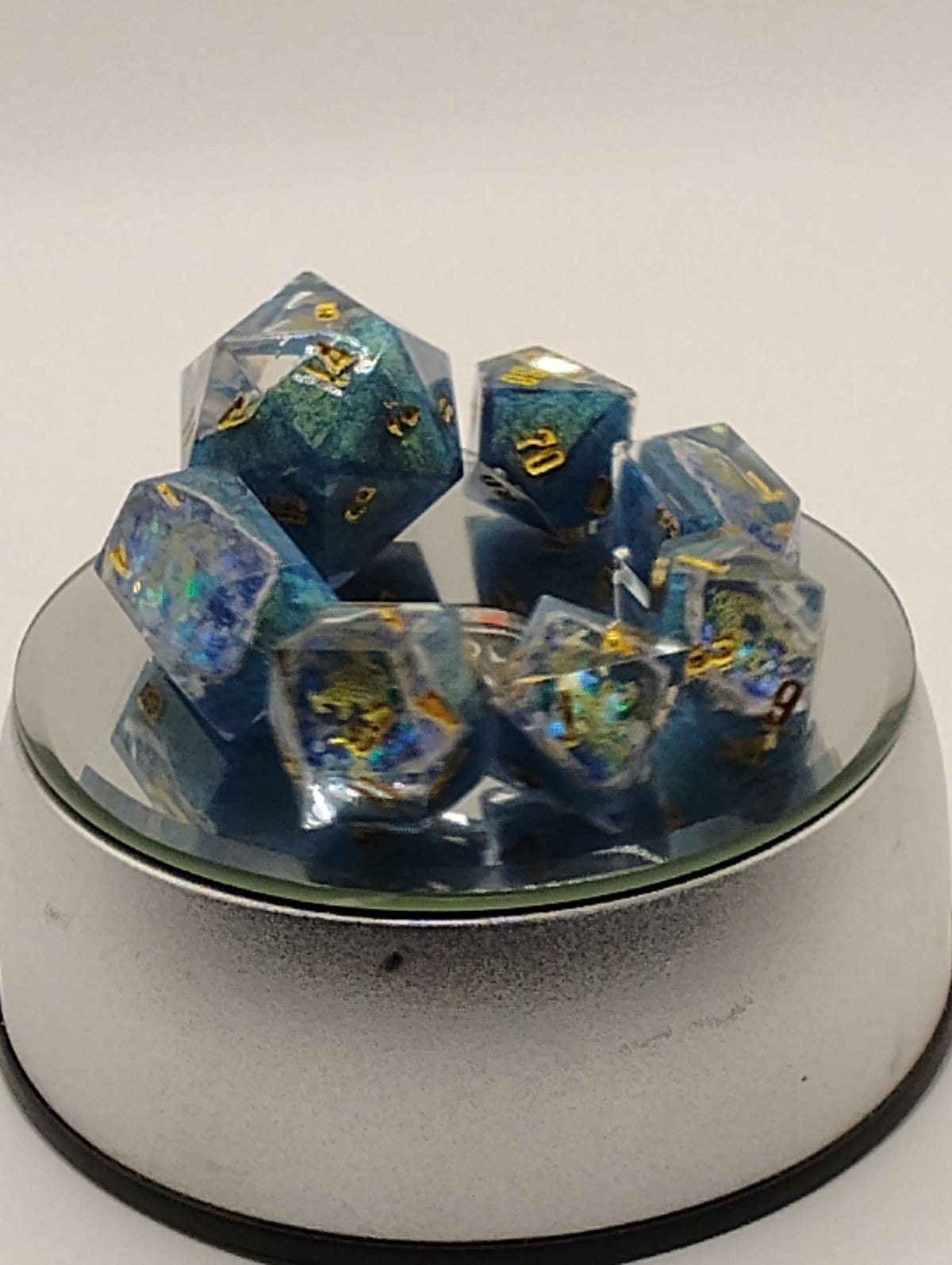 Dont be Koi Geodes | Handmade Blue & Gold Geode D&D Dice Set | Gold Ink TTRPG Dice | Luxury Artisan Dice