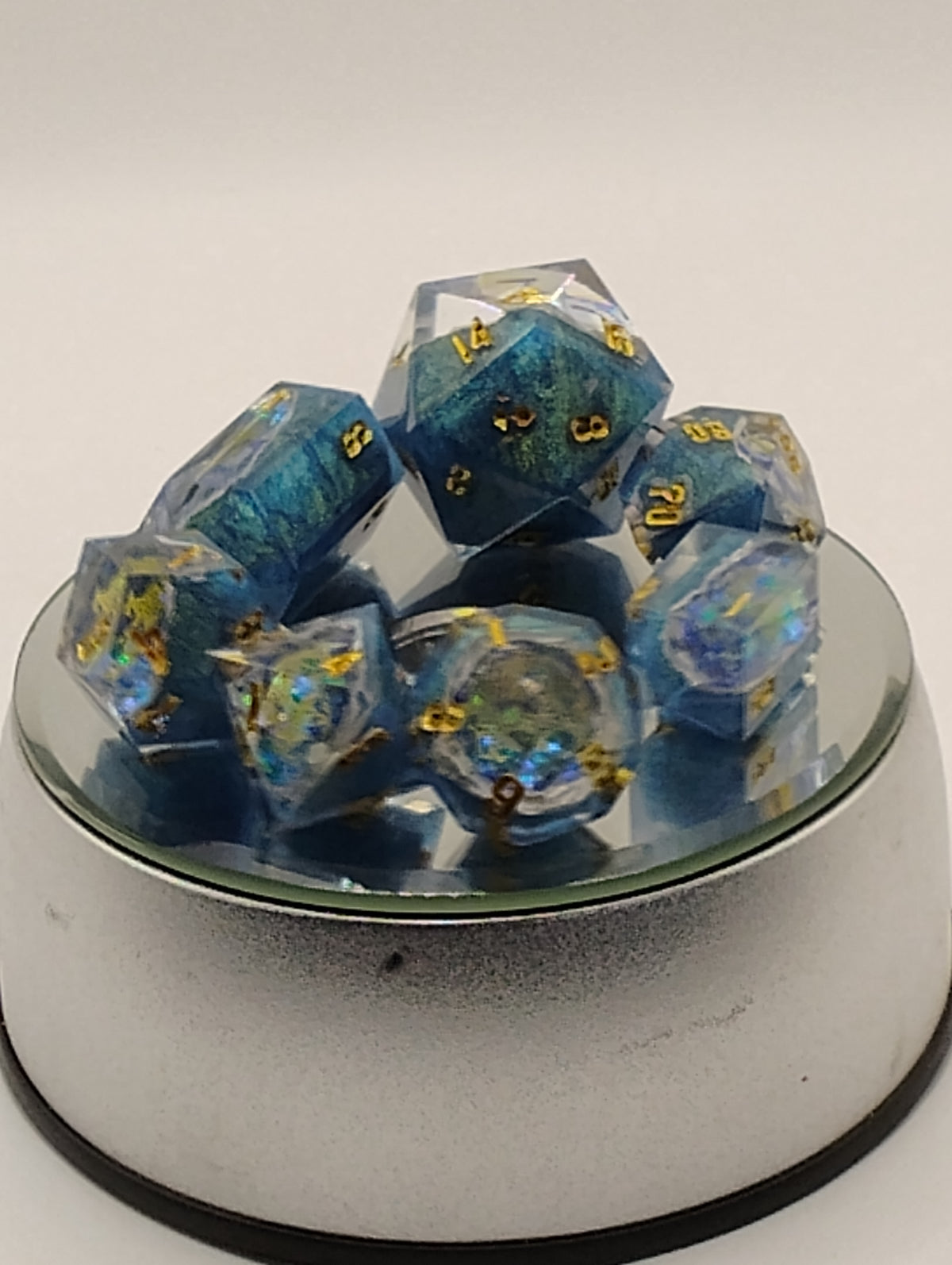 Dont be Koi Geodes | Handmade Blue & Gold Geode D&D Dice Set | Gold Ink TTRPG Dice | Luxury Artisan Dice