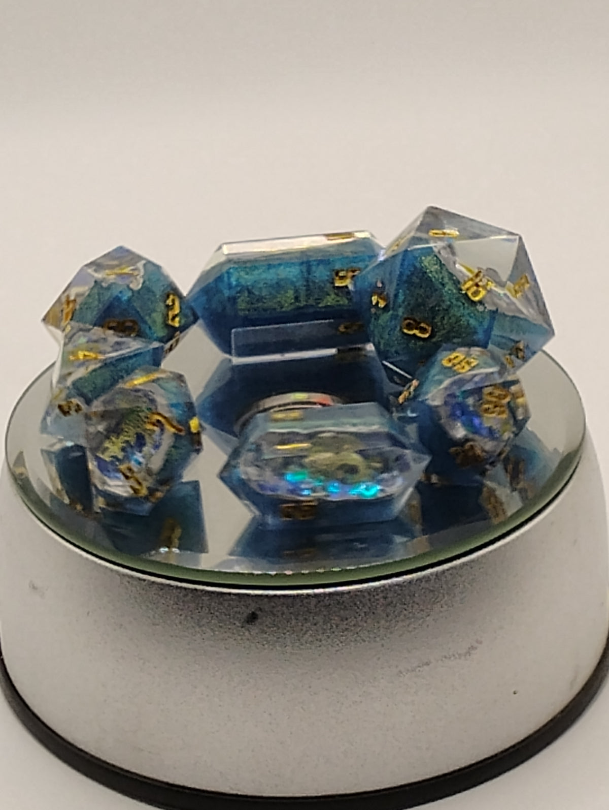 Dont be Koi Geodes | Handmade Blue & Gold Geode D&D Dice Set | Gold Ink TTRPG Dice | Luxury Artisan Dice