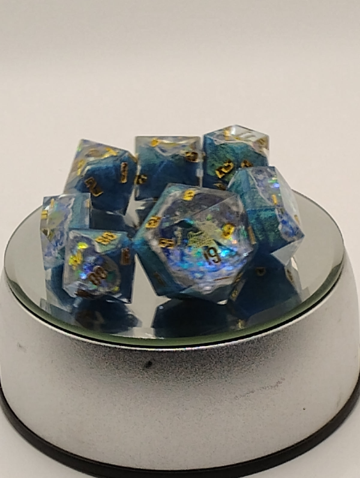 Dont be Koi Geodes | Handmade Blue & Gold Geode D&D Dice Set | Gold Ink TTRPG Dice | Luxury Artisan Dice
