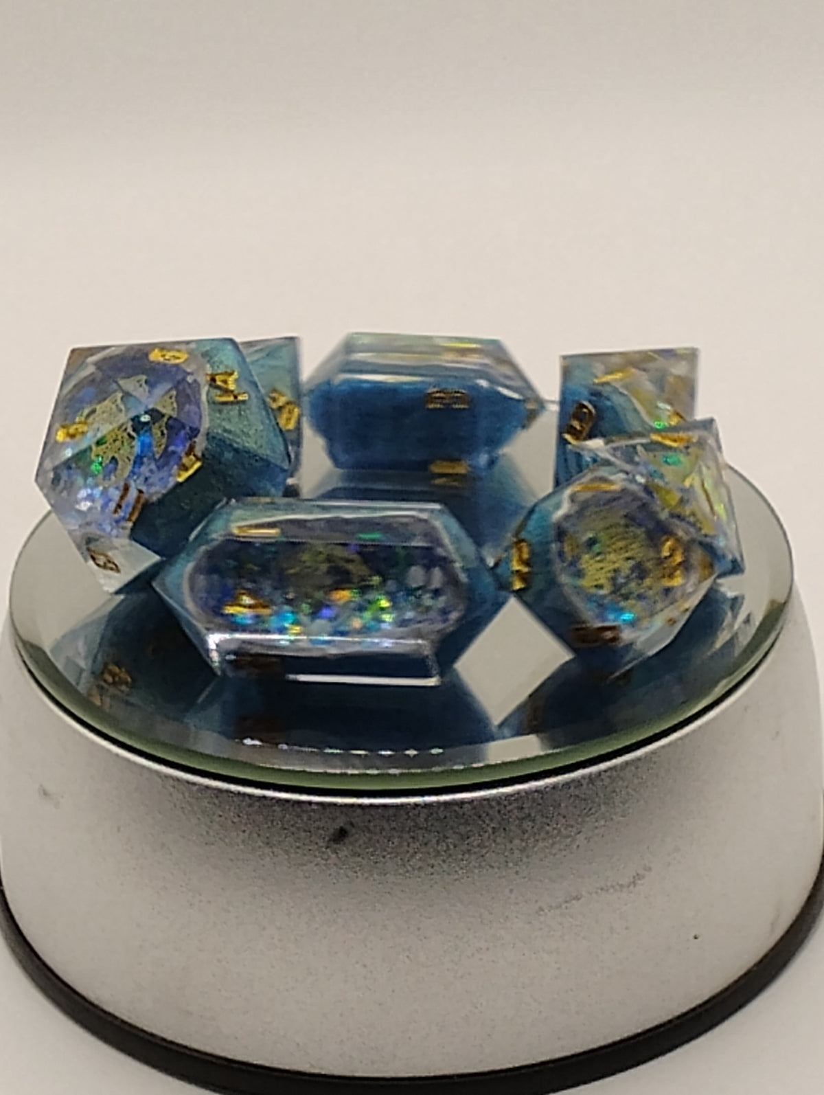 Dont be Koi Geodes | Handmade Blue & Gold Geode D&D Dice Set | Gold Ink TTRPG Dice | Luxury Artisan Dice