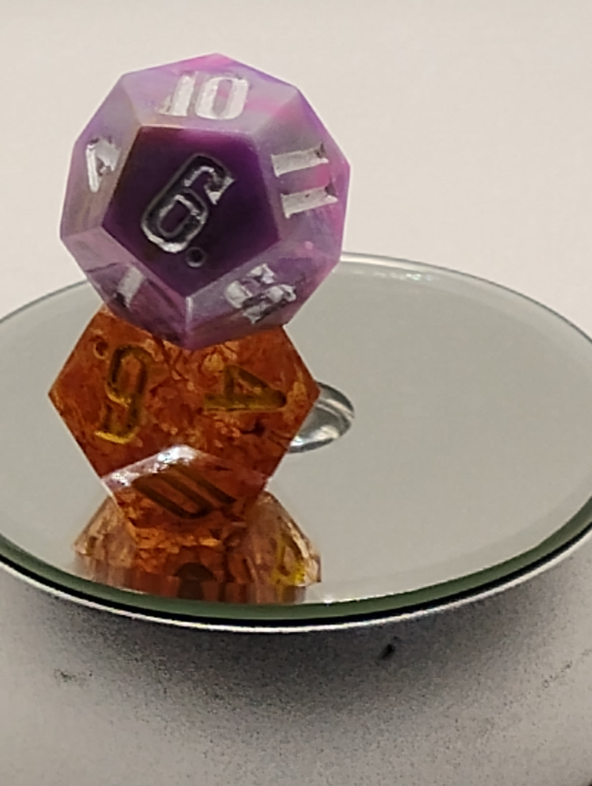Daggerheart Twin Dice Set | Handmade Pink & Orange D12 Dice | Gold & Silver Ink | TTRPG Dice for Daggerheart by Critical Role