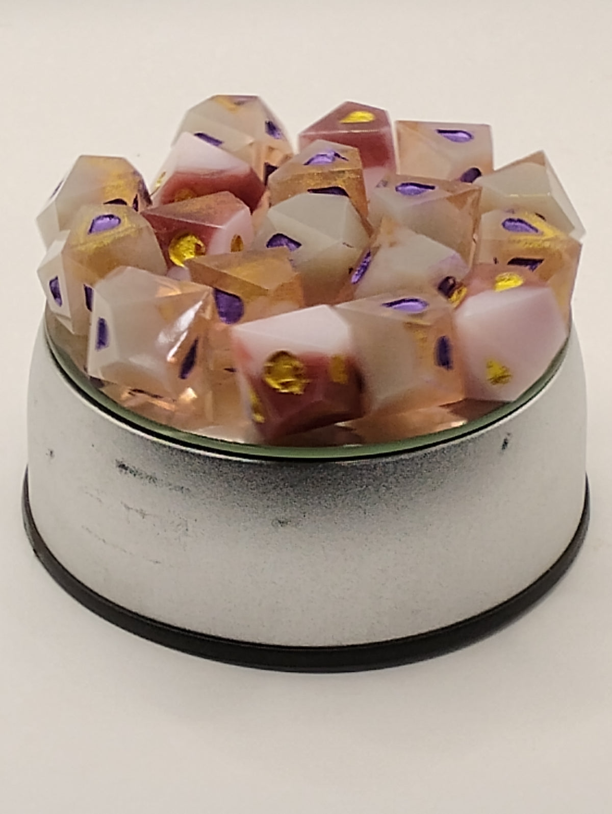Eternal Masquerade | Handmade White & Amber Vampire: The Masquerade Dice Set | Gold Ink TTRPG RPG Dice | Gothic Dark Fantasy Dice