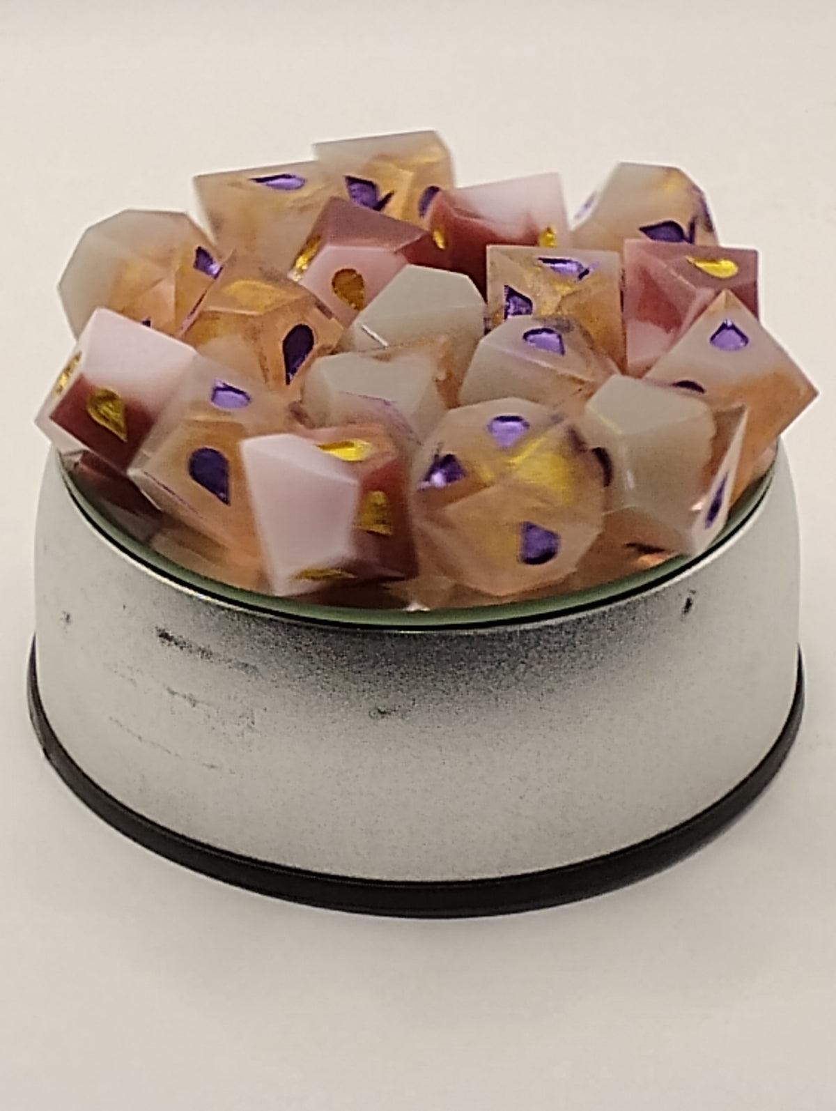 Eternal Masquerade | Handmade White & Amber Vampire: The Masquerade Dice Set | Gold Ink TTRPG RPG Dice | Gothic Dark Fantasy Dice