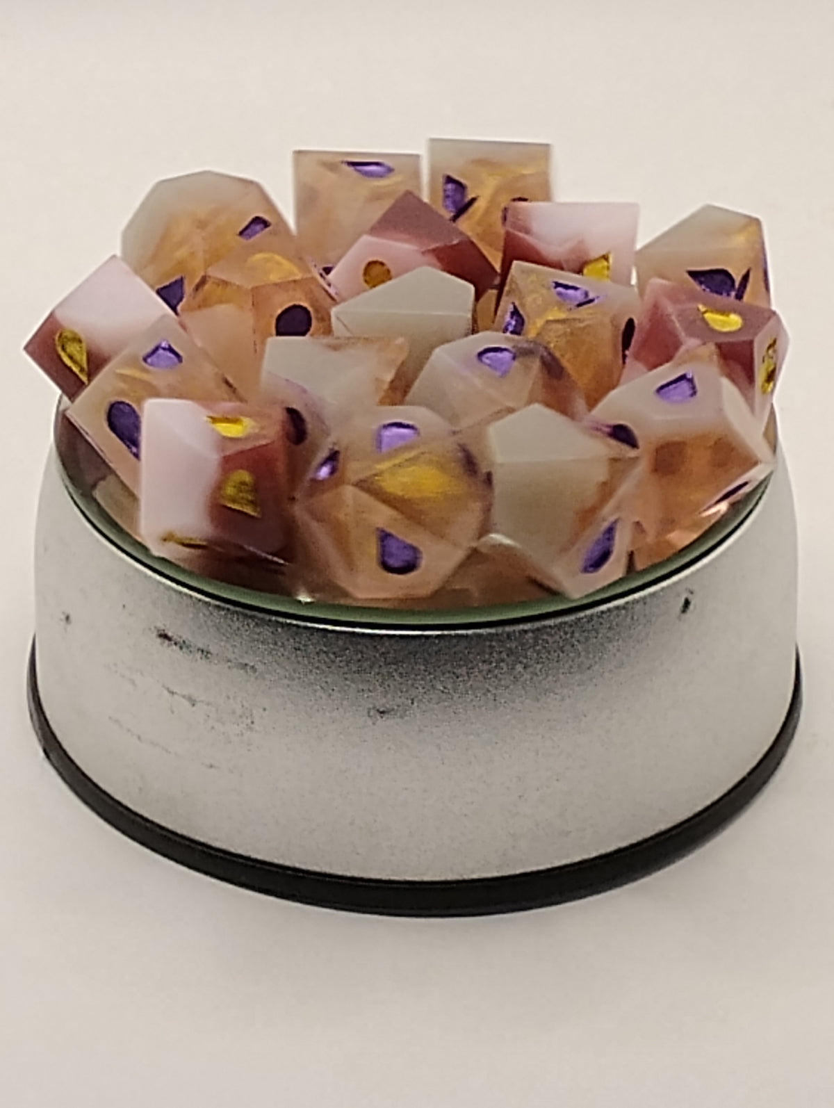 Eternal Masquerade | Handmade White & Amber Vampire: The Masquerade Dice Set | Gold Ink TTRPG RPG Dice | Gothic Dark Fantasy Dice